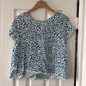 Zara floral top w/criss-cross back - L